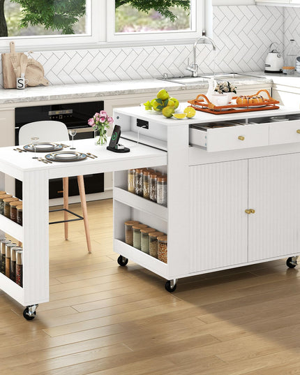 GIANTEX 72”-44.5” Extendable Kitchen Island with Storage