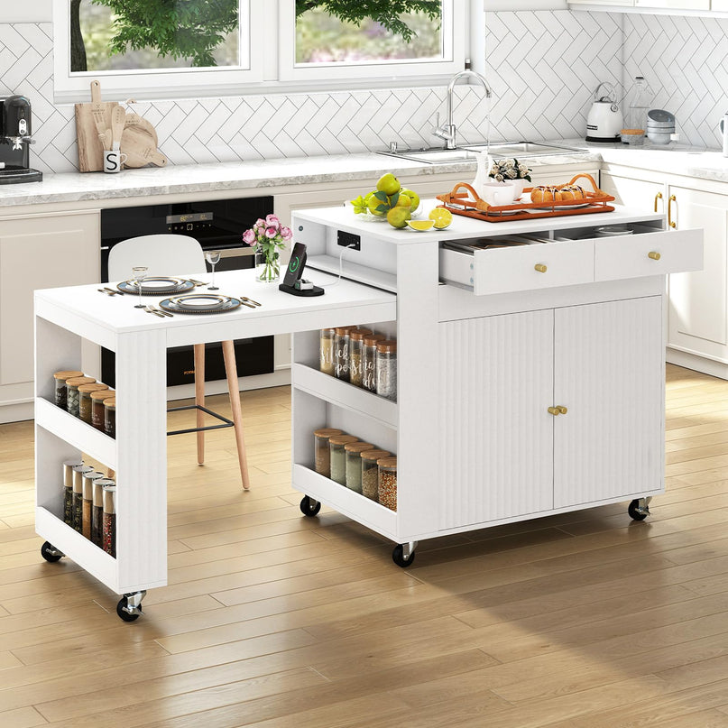 GIANTEX 72”-44.5” Extendable Kitchen Island with Storage