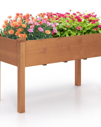 49" L x 23 W x 30 H Elevated Wood Planter Box with Protective Liner and Drain Hole