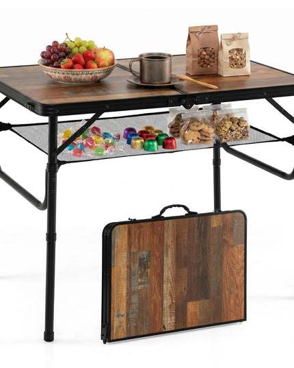 Giantex 3 FT Folding Portable Aluminum Picnic Table with Adjustable Heights