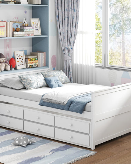 Cadre de lit double Giantex avec lit gigogne simple et 3 tiroirs de rangement