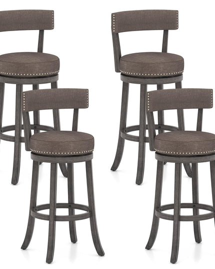 Giantex 31" Bar Stools Set, Swivel Bar Height Bar Chairs with Footrest, Rubber Wood Frame