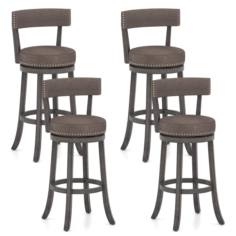 Giantex 31" Bar Stools Set, Swivel Bar Height Bar Chairs with Footrest, Rubber Wood Frame