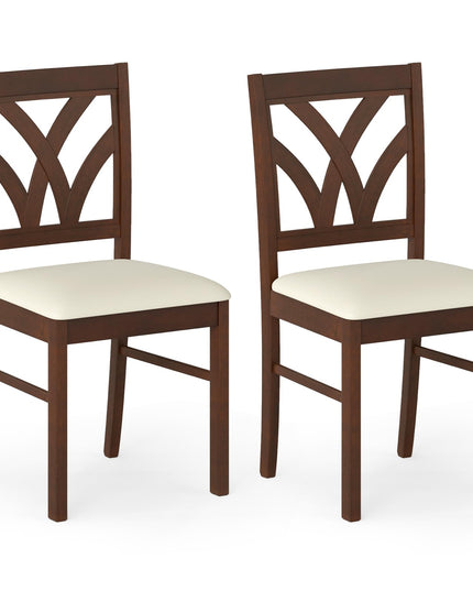 Giantex Chaises de salle à manger en bois, lot de 2 ou 4, chaises de cuisine rembourrées de style rustique
