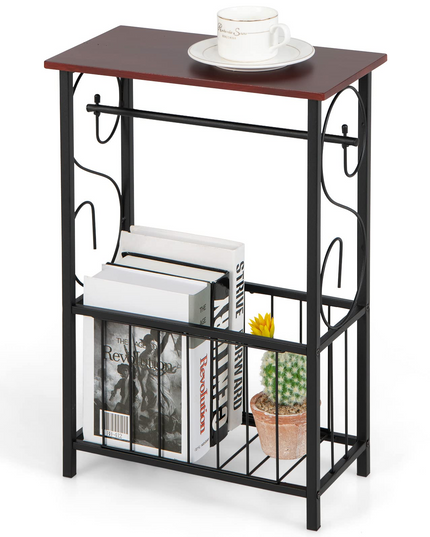 Giantex Side Table w/Paper Holder, Narrow Side Table