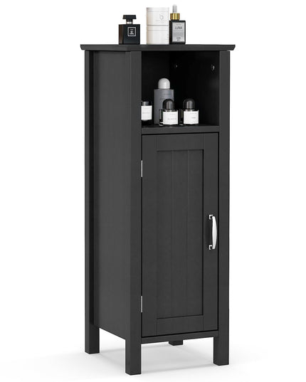 Giantex Narrow Bathroom Storage Cabinet - Corner Unit with Open Compartment, Adjustable Shelf