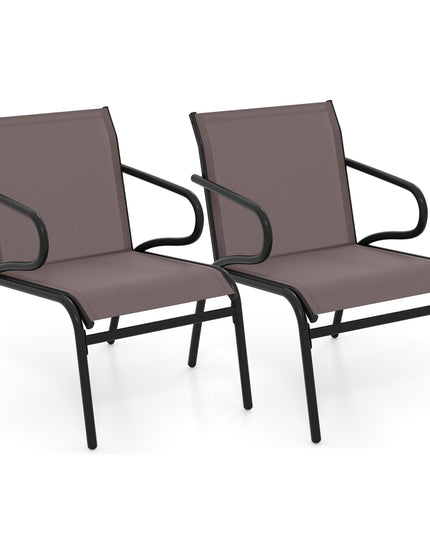 Giantex All Weather Patio Chairs with Ergonomic Backrests & Armrests