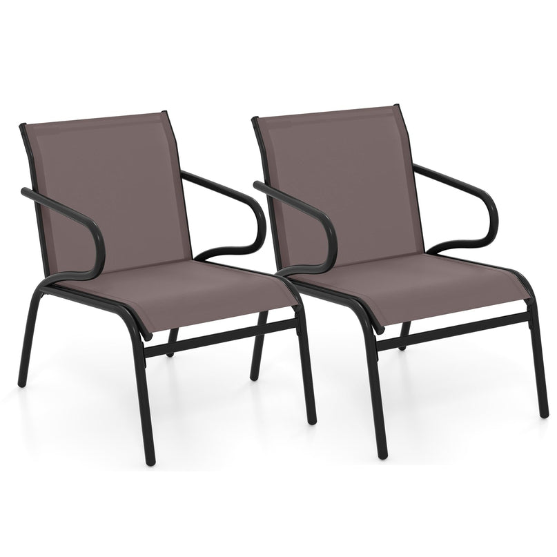 Giantex All Weather Patio Chairs with Ergonomic Backrests & Armrests