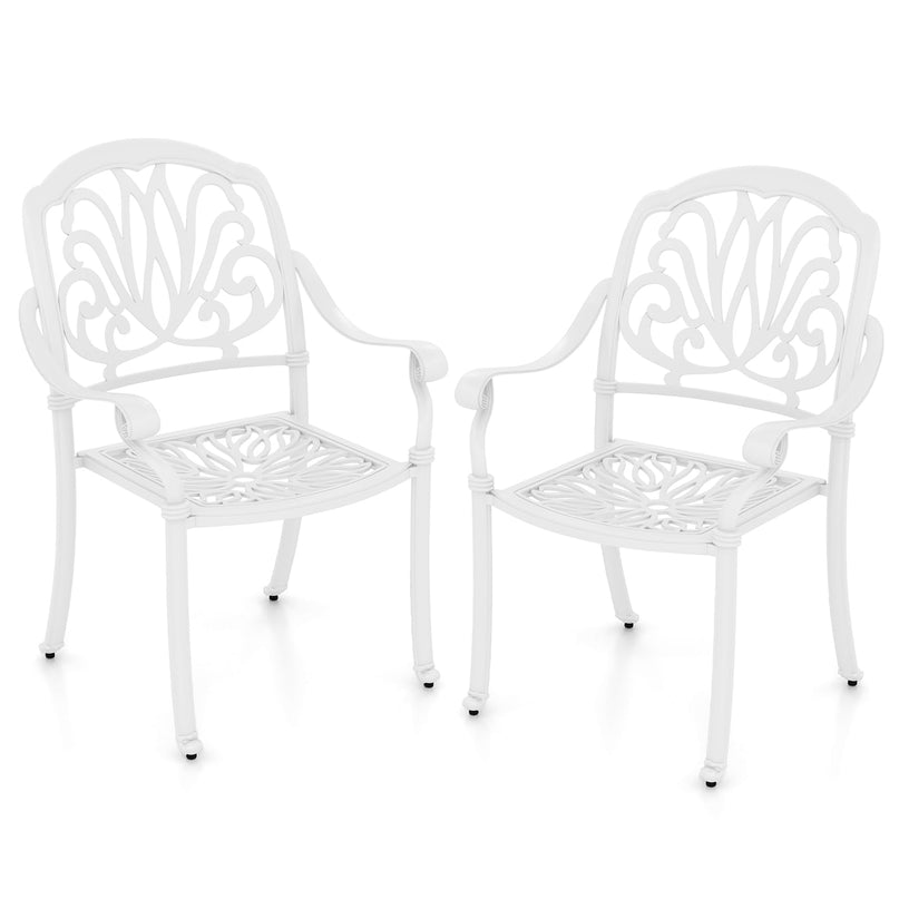 Giantex Patio Chairs, Stackable Cast Aluminum Outdoor Chairs for Lawn Porch Garden Yard