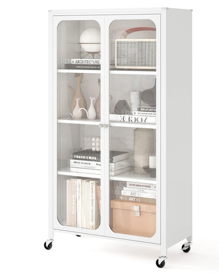 Giantex 58" Tall 4-Tier Bookshelf with Wheels & Adjustable Shelves