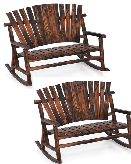 Giantex 1/2 Pcs Outdoor Wooden Rocking Bench（51”x38”x46”）