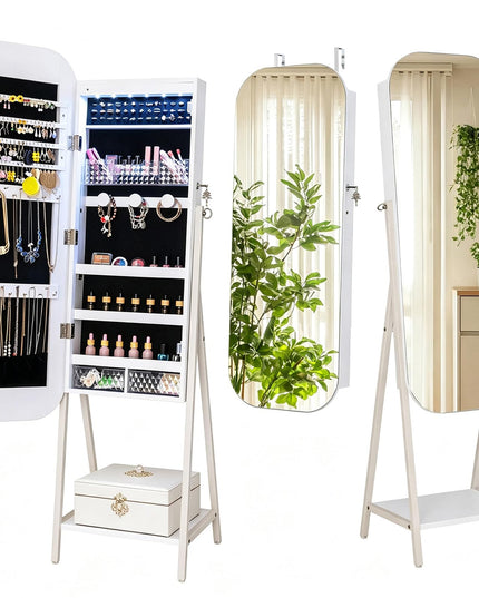 CHARMAID 3-in-1 Jewelry Cabinet Standing, Wall Mount & Over the Door