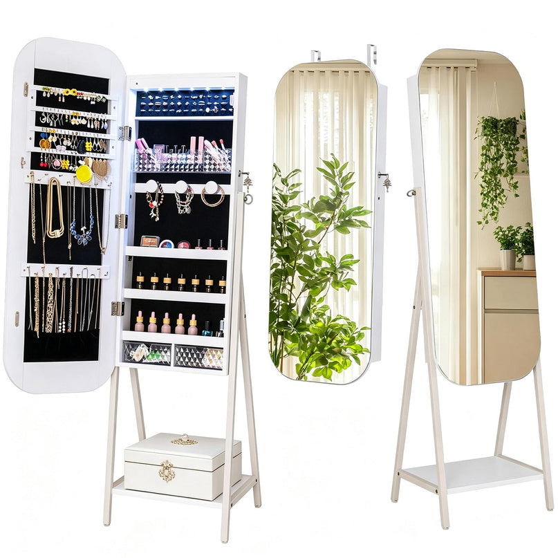 CHARMAID 3-in-1 Jewelry Cabinet Standing, Wall Mount & Over the Door