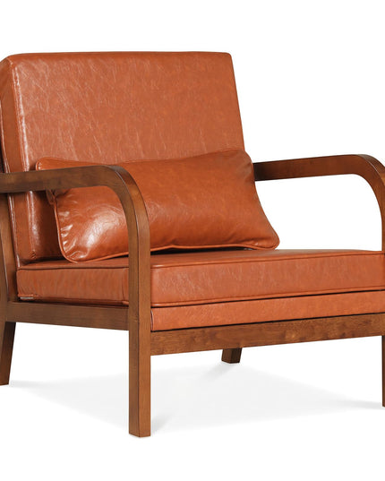 Giantex Mid-Century Modern Accent Chairs Linen Fabric Upholstered Armchair