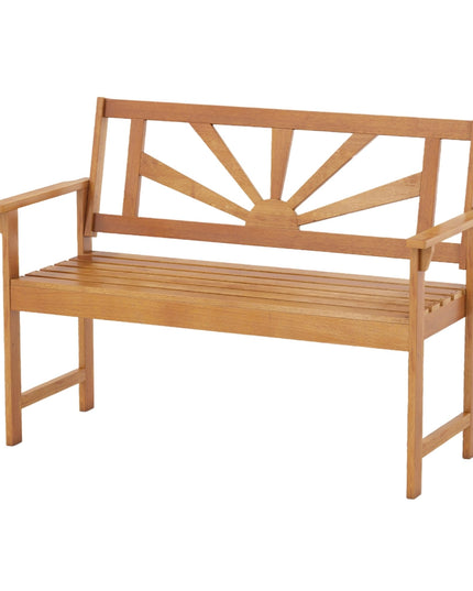 Giantex Outdoor Wooden Bench 2-Person Patio Garden Loveseat(Sunburst Back)