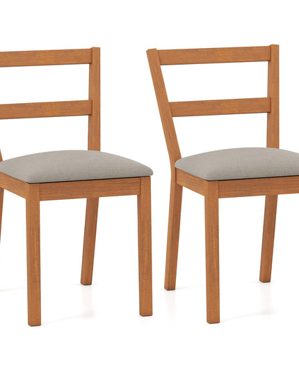 Giantex Wooden Dining Chairs Set of 2/4 with Rubber Wood Legs & Fabric Padded Seat