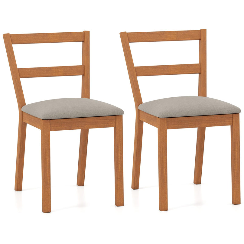 Giantex Wooden Dining Chairs Set of 2/4 with Rubber Wood Legs & Fabric Padded Seat