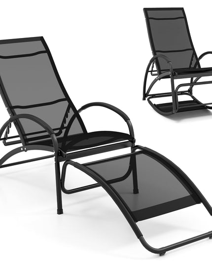 Giantex 2-in-1 Outdoor Rocking Chair, Convertible Lounge Chair with 4-Position Adjustable Backrest