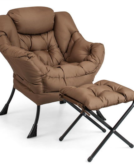 Giantex Modern Lazy Chair, Accent Contemporary Lounge Chair Polyester Fabric w/Steel Frame