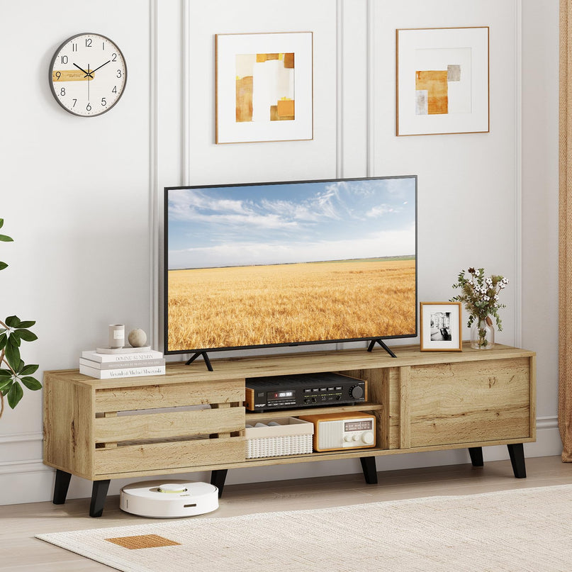 Giantex Mid Century Modern TV Stand for 65-80 Inch TV