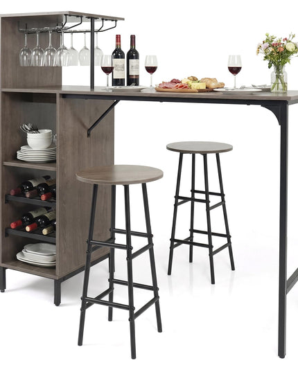 Giantex 3 Pieces Bar Table and Stools Set for Home
