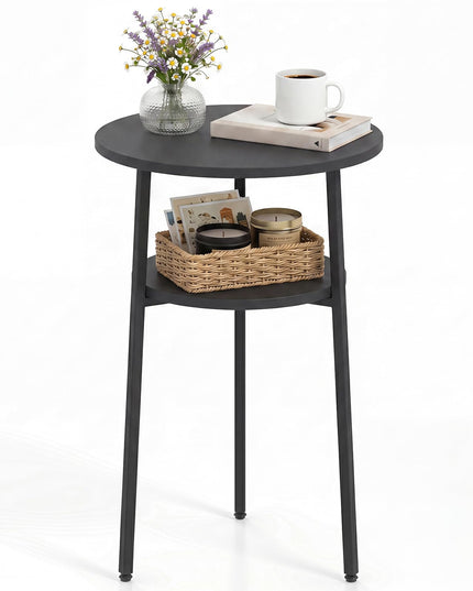 Giantex 2-Tier Round Side Table w/Metal Frame (1/2)