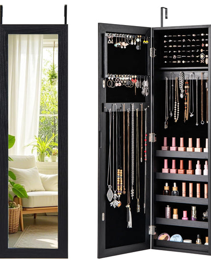 Giantex Wall Door Mounted Jewelry Armoire Cabinet with Full-length Mirror