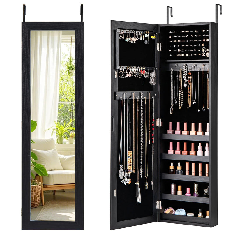 Giantex Wall Door Mounted Jewelry Armoire Cabinet with Full-length Mirror