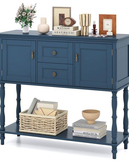 GIANTEX Narrow Console Table with 2 Drawers & 2 Door Cabinets