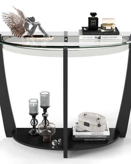 Giantex 2 Tier Glass Console Table for Living Room