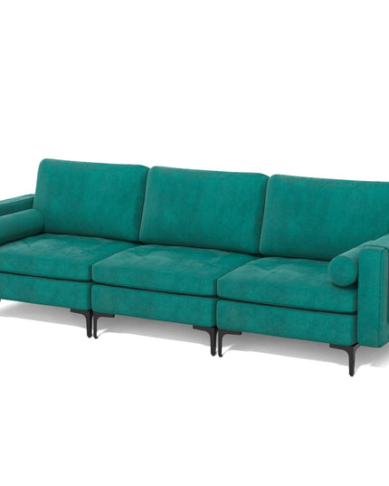 Giantex 97" Sectional Sofa Couch, 3-Seater Modular Sleeper with USB Ports