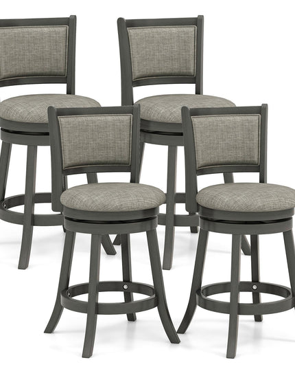 Giantex Swivel Counter Height Bar Stools Set of2/ 4, Upholstered Vintage Barstools w/Back