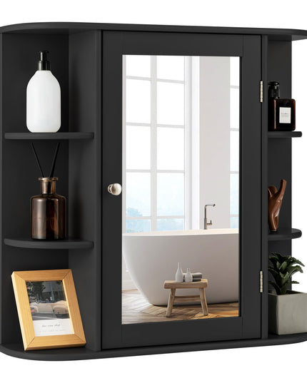 Giantex Medicine Cabinet, Mirror Bathroom Cabinet with Single Door, 3 Adjustable Shelves, Storage Cabinet for Hallway, Living Room