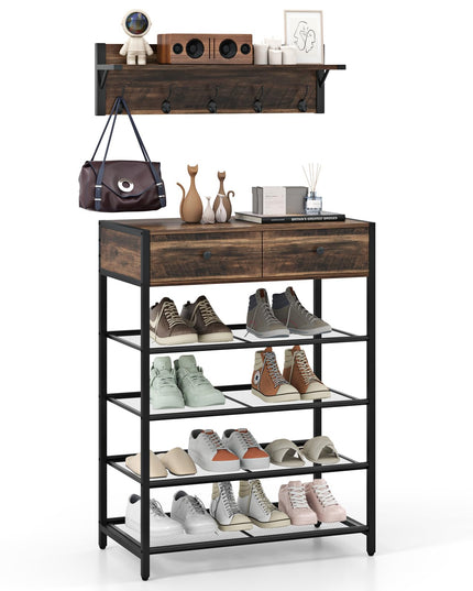 Giantex Coat Rack Shoe Stand Set