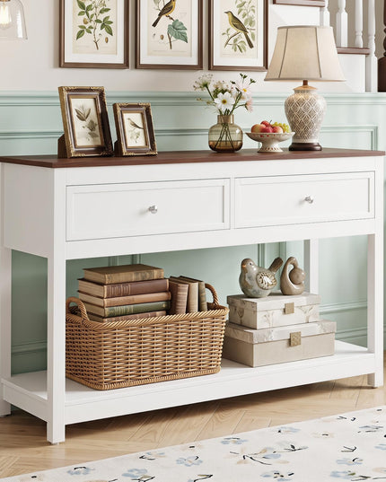Giantex Farmhouse Console Table with 2 Drawers for Living Room