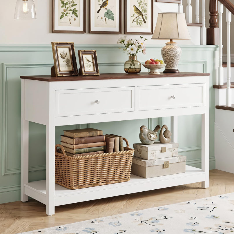 Giantex Farmhouse Console Table with 2 Drawers for Living Room
