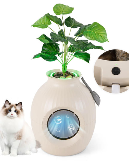 Giantex Cat Litter Box Plant - Hidden Litter Box Furniture with Lights