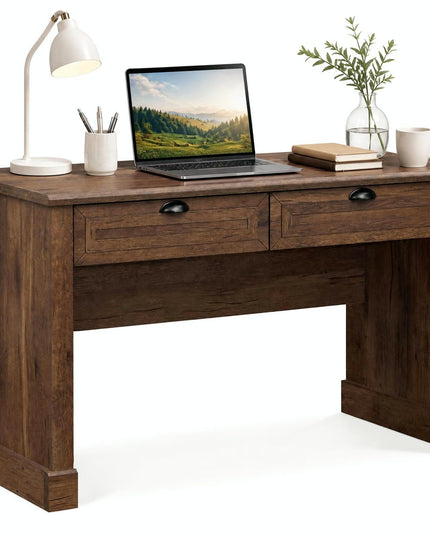 GIANTEX 48" Mid Century Modern Computer Desk with 2 Drawers