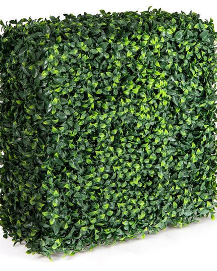Giantex Artificial Boxwood Hedge Wall, Faux Grass Wall with PE Leaves and Aluminum Frame