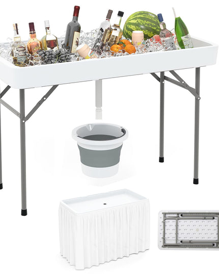 Giantex 46" Outdoor Chill Bar Table with Drain & Removable Matching Skirt