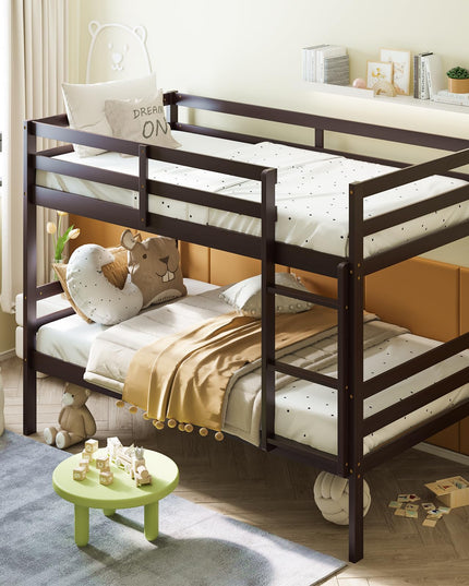 Giantex Bunk Bed Twin Over Twin White, Solid Wood Bunk Bed