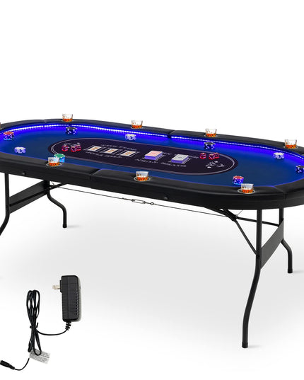 10 Players Poker Table with Cup Holder - Giantex