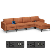 4 Seat Chaise Lounge 2 USB Sockets / Orange
