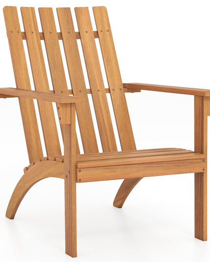 Giantex Adirondack Chair Acacia Wood Fire Pit Chairs w/Inclined Seat(1/2/4)