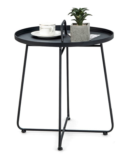 Giantex Outdoor Side Table with Handle - Metal Patio End Table