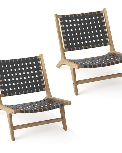 Giantex Woven Accent Chair Set of 1/2, Boho Mid Century Modern Armless Accent Chair w/Nylon Backrest & Seat