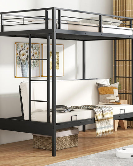Giantex Twin Over Futon Bunk Bed, Metal Bunk Bed with Futon
