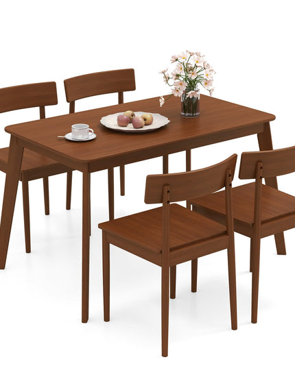 Giantex Rectangular Kitchen Table and 4 Chairs Set with Rubber Wood Frame