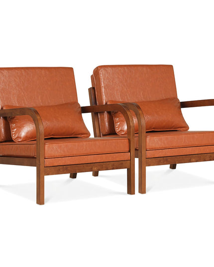 Giantex Mid-Century Modern Accent Chairs Linen Fabric Upholstered Armchair