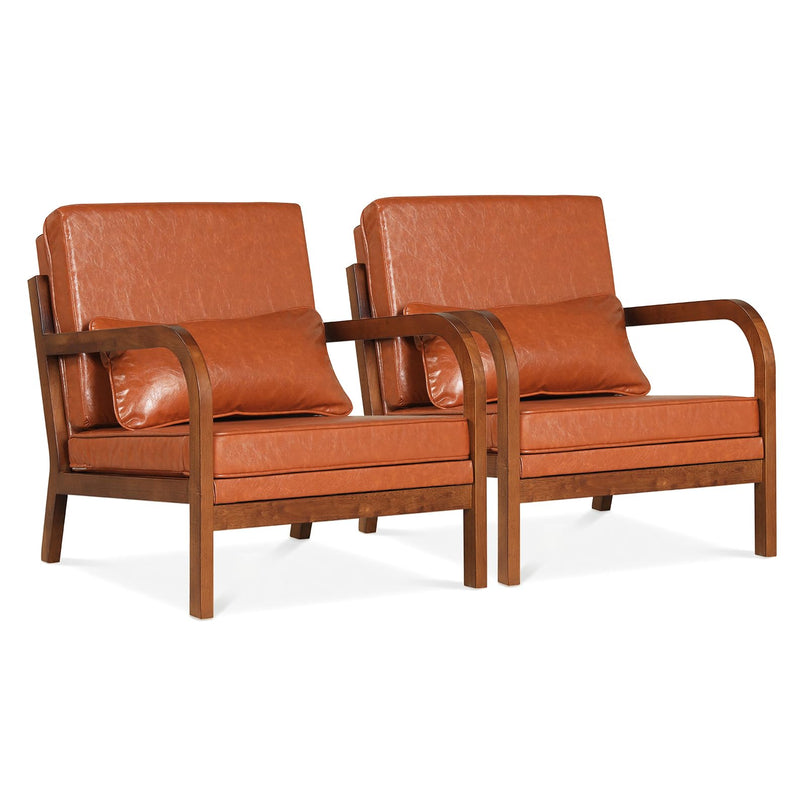 Giantex Mid-Century Modern Accent Chairs Linen Fabric Upholstered Armchair